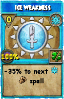 Wizard101 Ice spell card: Ice Weakness, Spell ID 4382