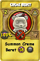 Wizard101 Myth spell card: Creme Beret, Spell ID 4383