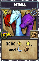 Wizard101 Shadow spell card: Hydra, Spell ID 4388