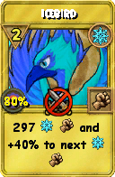 Wizard101 Ice spell card: Icebird, Spell ID 4389