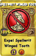 Wizard101 Myth spell card: Spellwrit Winged Tooth, Spell ID 4396