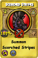 Wizard101 Myth spell card: Scorched Stripes, Spell ID 4412