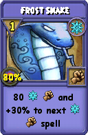 Wizard101 Ice spell card: Frost Snake, Spell ID 4423