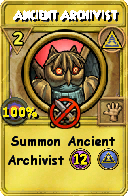 Wizard101 Myth spell card: Ancient Archivist, Spell ID 4475