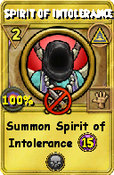 Wizard101 Myth spell card: Spirit of Intolerance, Spell ID 4484