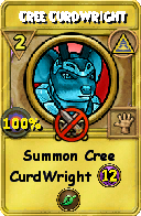Wizard101 Myth spell card: Cree CurdWright, Spell ID 4485