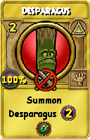 Wizard101 Myth spell card: Desparagus, Spell ID 4486