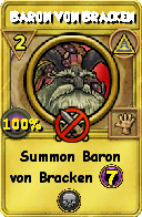 Wizard101 Myth spell card: Baron von Bracken, Spell ID 4489