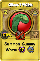 Wizard101 Myth spell card: Gummy Worm, Spell ID 4498