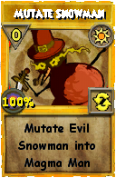 Wizard101 Sun spell card: Mutate Snowman, Spell ID 4499