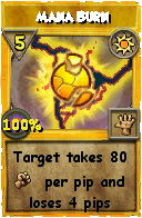 Wizard101 Sun spell card: Mana Burn, Spell ID 4519