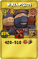 Wizard101 Balance spell card: Ninja Piglets, Spell ID 4521