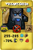 Wizard101 Ice spell card: Volcanic Golem, Spell ID 4538
