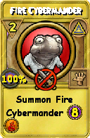 Wizard101 Myth spell card: Fire Cybermander, Spell ID 4558