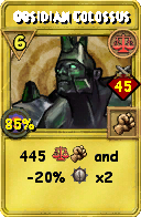 Wizard101 Balance spell card: Obsidian Colossus, Spell ID 4600