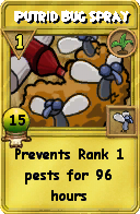 Wizard101 Gardening spell card: Putrid Bug Spray, Spell ID 4609