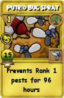 Wizard101 Gardening spell card: Putrid Bug Spray, Spell ID 4610