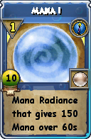 Wizard101 Cantrips spell card: Mana I, Spell ID 4613