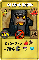 Wizard101 Fire spell card: Glacial Golem, Spell ID 4614