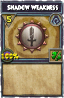 Wizard101 Shadow spell card: Shadow Weakness, Spell ID 4616