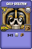 Wizard101 Death spell card: Gold Skeleton, Spell ID 4652