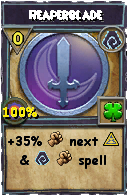 Wizard101 Shadow spell card: Reaperblade, Spell ID 4700