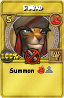 Wizard101 Fire spell card: Sinbad, Spell ID 4747
