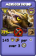 Wizard101 Storm spell card: Monsoon Hound, Spell ID 4748