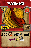 Wizard101 Fire spell card: Wyvern Woe, Spell ID 4765