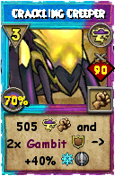 Wizard101 Storm spell card: Crackling Creeper, Spell ID 4766