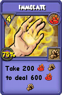 Wizard101 Fire spell card: Immolate, Spell ID 4796