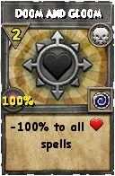 Wizard101 Death spell card: Doom and Gloom, Spell ID 4799