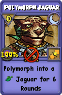 Wizard101 Moon spell card: Polymorph Jaguar, Spell ID 4807