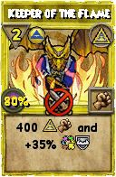 Wizard101 Myth spell card: Keeper of the Flame, Spell ID 4833