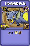 Wizard101 Storm spell card: Lightning Bats, Spell ID 4843