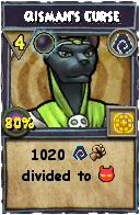 Wizard101 Shadow spell card: Qismah's Curse, Spell ID 4858
