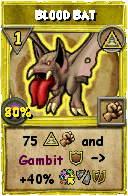 Wizard101 Myth spell card: Blood Bat, Spell ID 4899