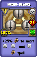 Wizard101 Death spell card: Necro-Blades, Spell ID 4918