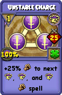 Wizard101 Storm spell card: Unstable Charge, Spell ID 4964