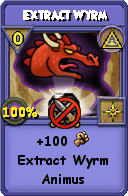 Wizard101 Myth spell card: Extract Wyrm, Spell ID 4276