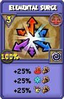 Wizard101 Balance spell card: Elemental Surge, Spell ID 4985