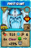 Wizard101 Ice spell card: Frost Giant, Spell ID 4676