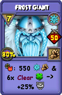 Wizard101 Ice spell card: Frost Giant, Spell ID 4679