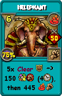 Wizard101 Fire spell card: Helephant, Spell ID 4208