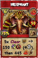 Wizard101 Fire spell card: Helephant, Spell ID 4208