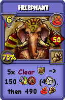 Wizard101 Fire spell card: Helephant, Spell ID 4209