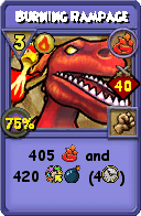 Wizard101 Fire spell card: Burning Rampage, Spell ID 4144
