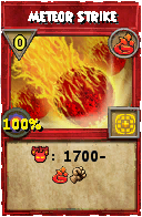Wizard101 Fire spell card: Meteor Strike, Spell ID 4296
