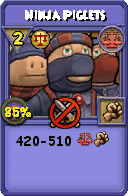 Wizard101 Balance spell card: Ninja Piglets, Spell ID 4528
