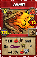 Wizard101 Fire spell card: Ammut, Spell ID 4438